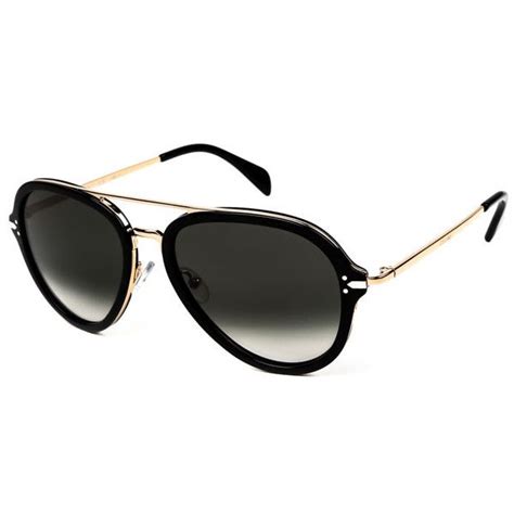 celine cl 41374 s black gold|CELINE Aviator Sunglasses CL 41374/S Black .